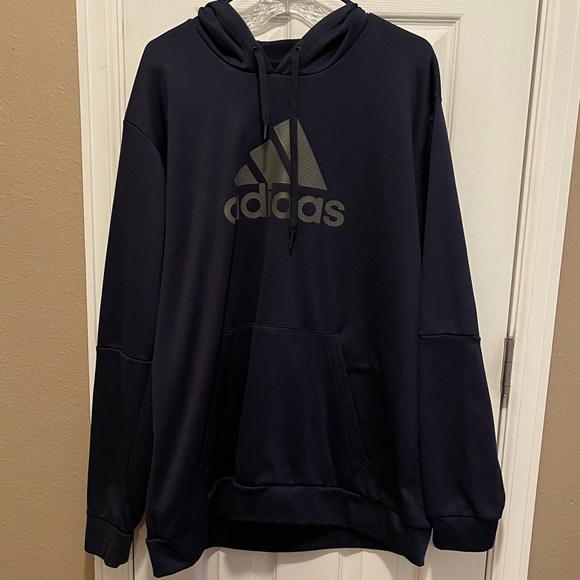 Mens Adidas fleece Hoodie 2XLT navy blue - Picture 1 of 2